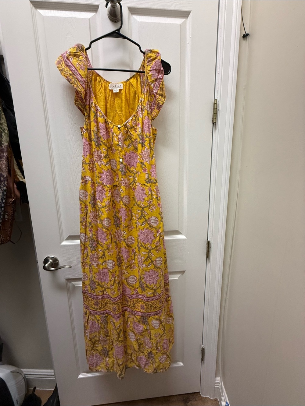 Velvet by Graham and Spencer Floral Maxi Dress with Pink Accents